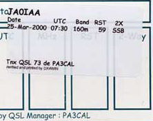 QSL on 160mSSB