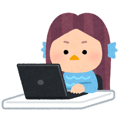 在宅勤務をするアマビエ