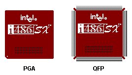 i486SXの PGAタイプと QFPタイプ
