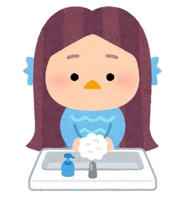 手を洗うアマビエ